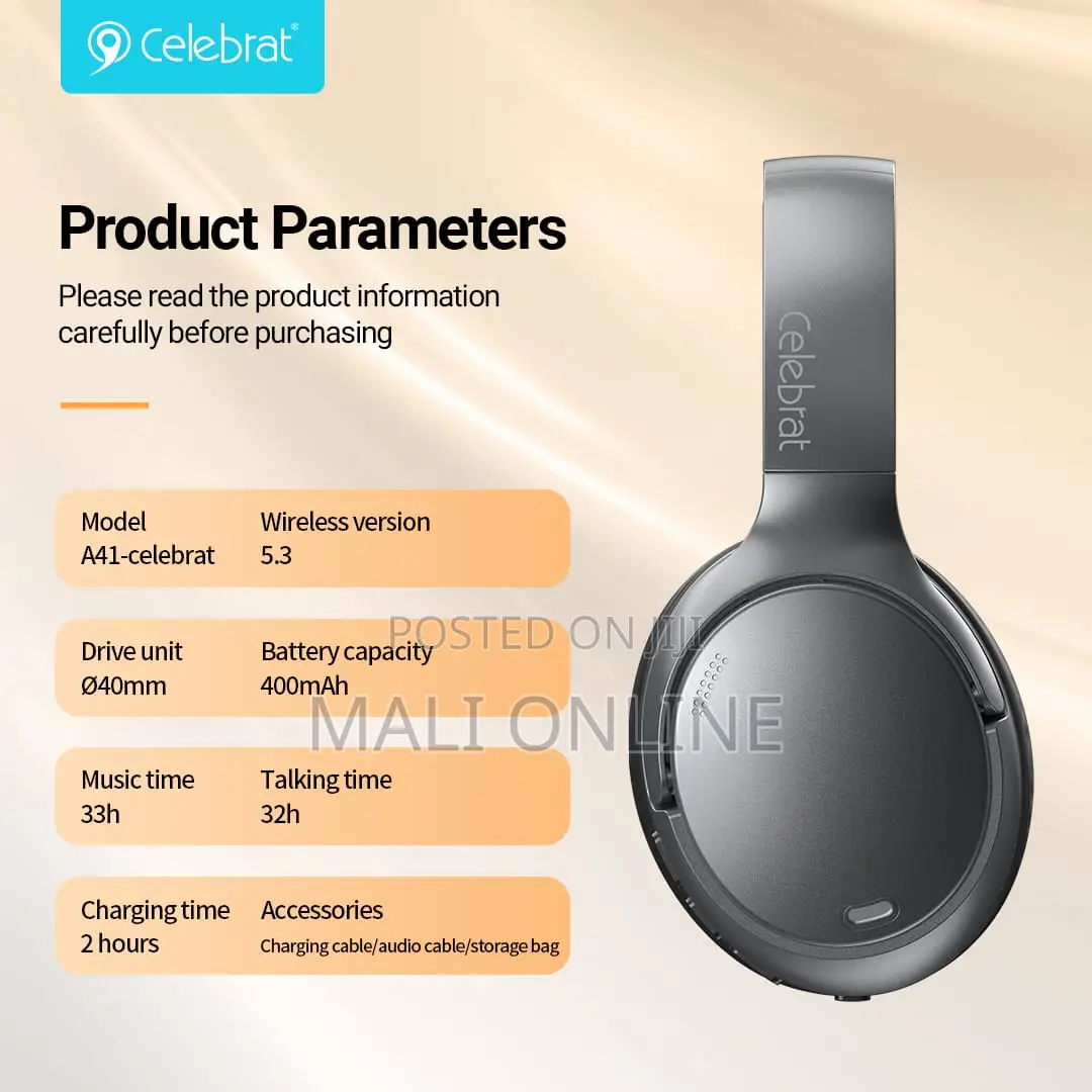 ​Celebrat A41 Anc Wireless Bluetooth Headphones Hifi Stereo 33h