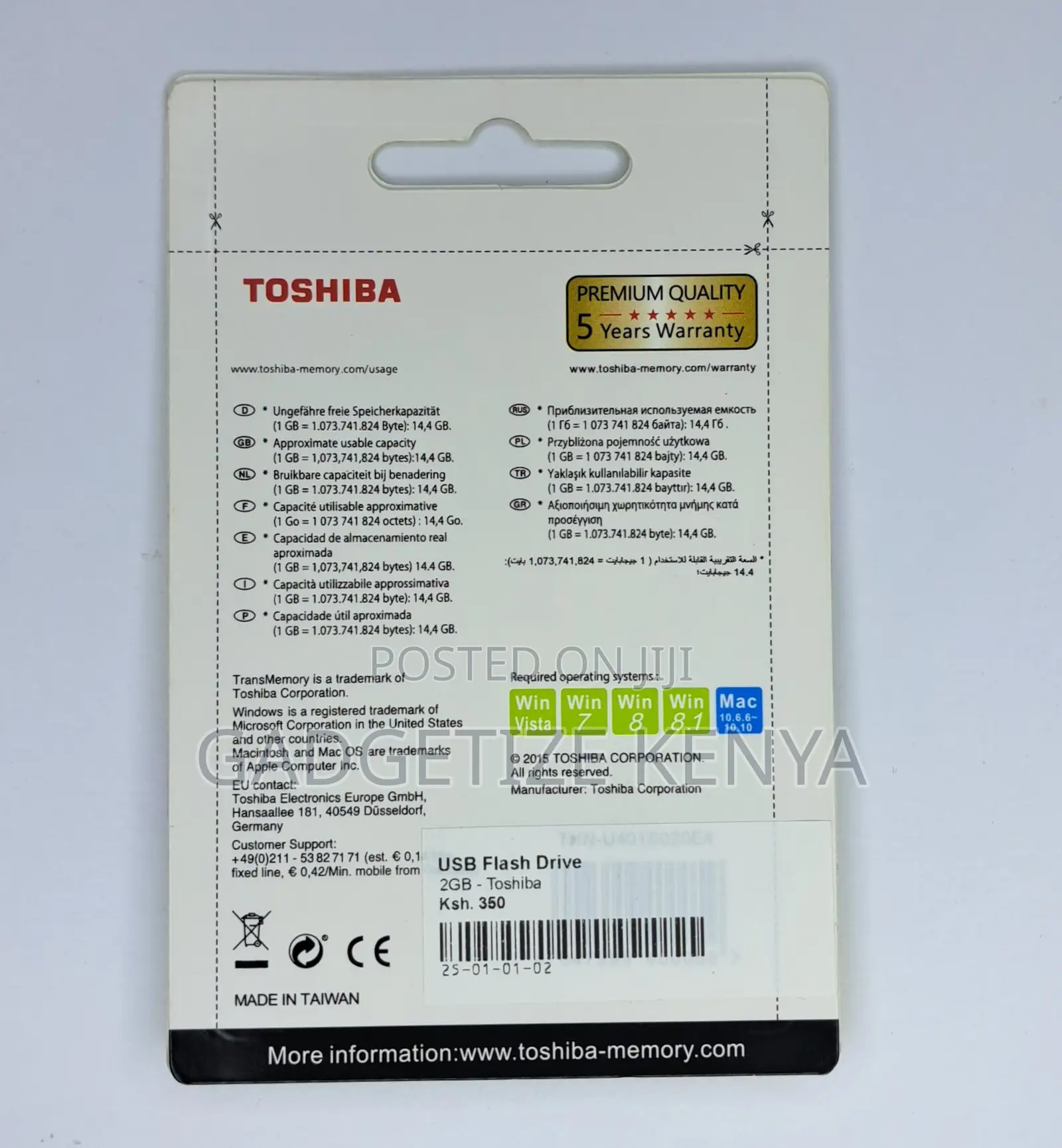 Usb 2gb Toshiba Metal Flash Disk Drive