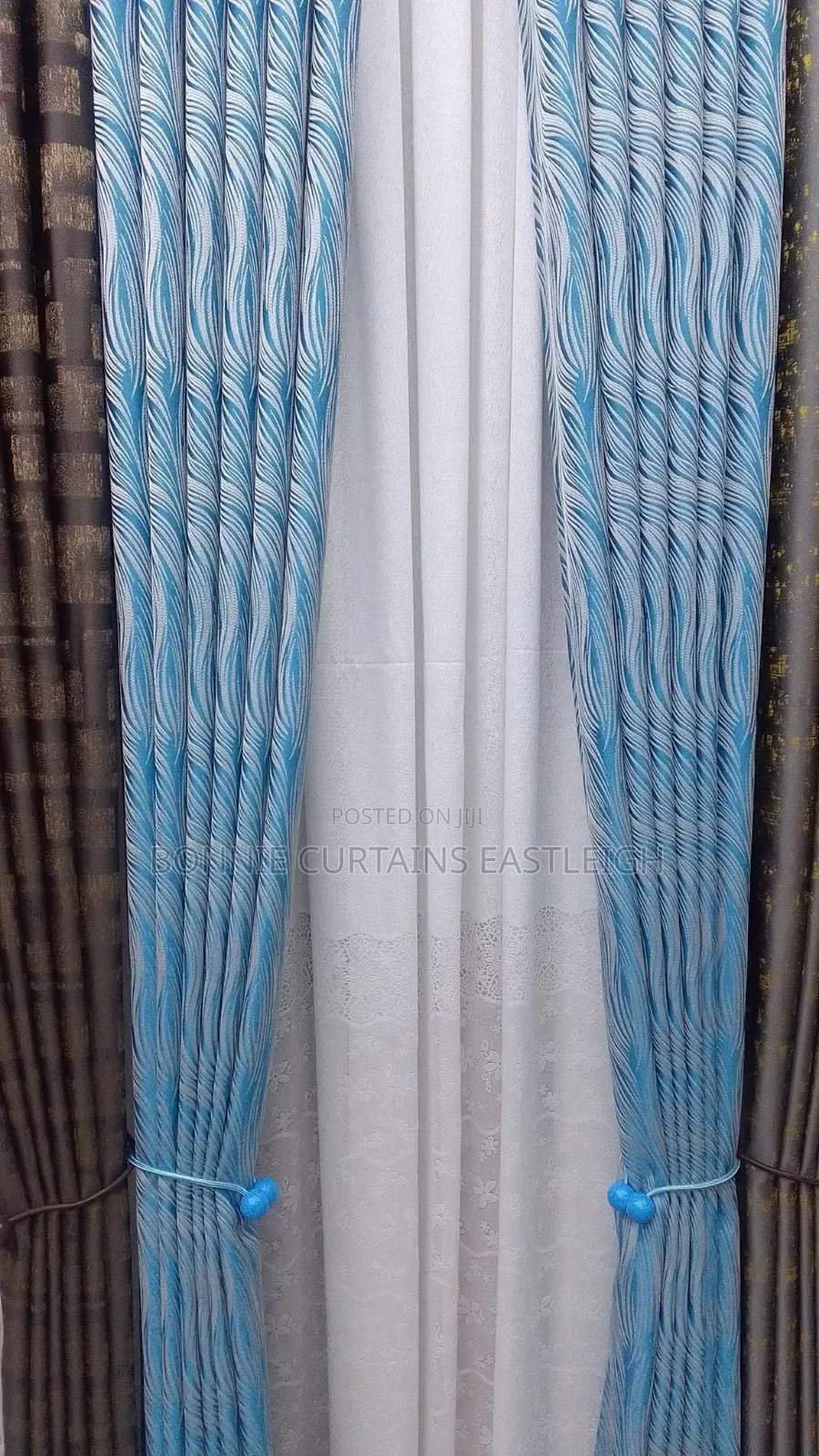 Blue Mixed With Gold Curtains and Sheers