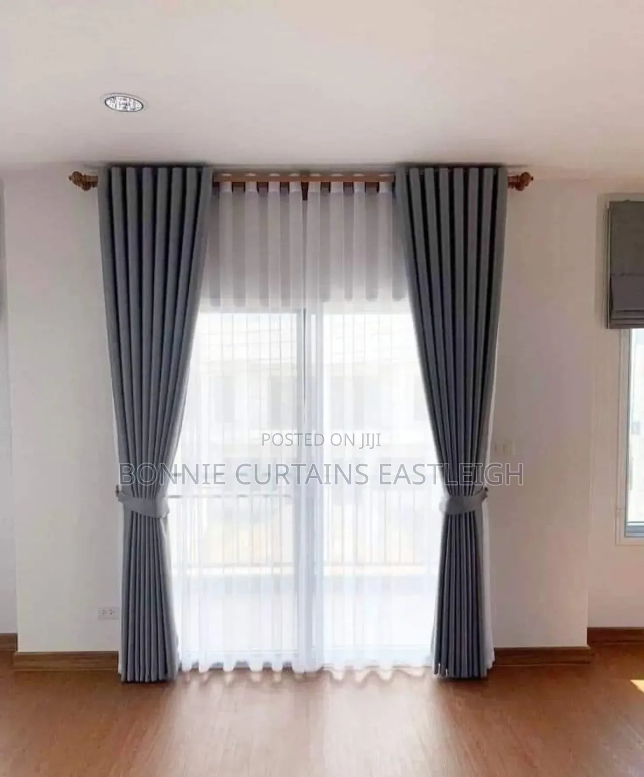 Grey Curtains With Plain White Sheers