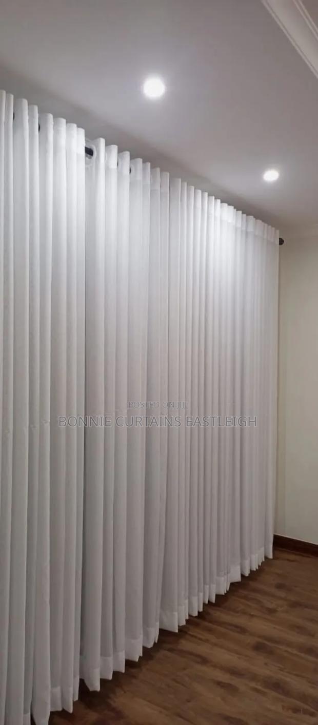 White Plain Curtain With Sheers