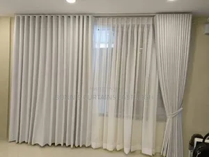 White Plain Curtain With Sheers