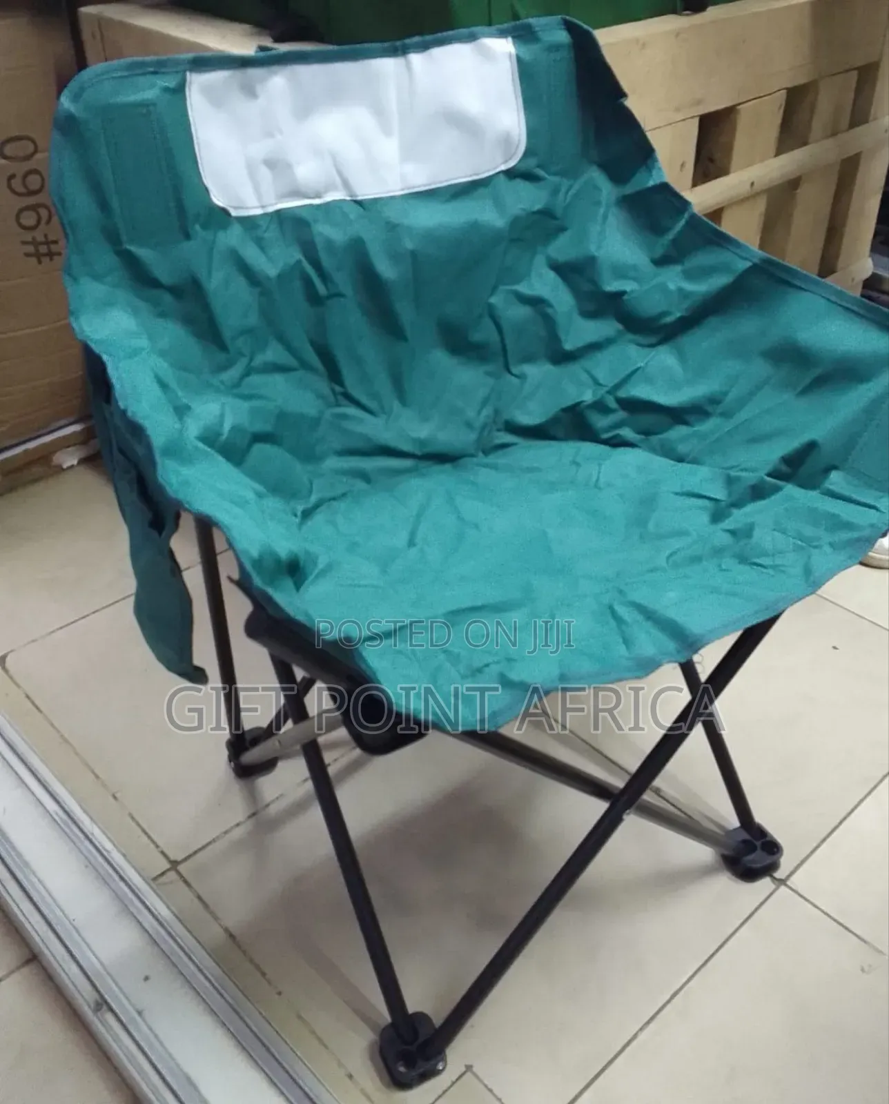 Heavy Duty Foldable Moon Camping Chair Available In Green Color Way