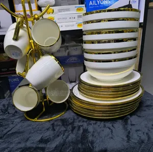 White and Gold Ceramic Dinner Set