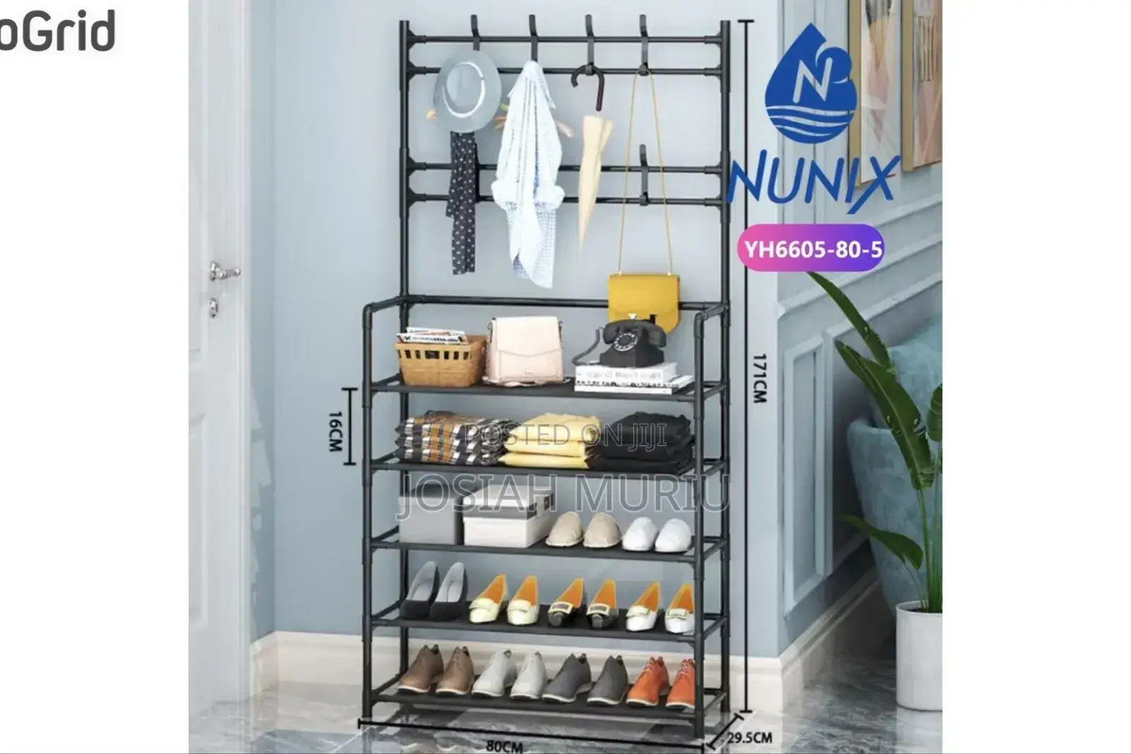 Nunix All-in-1 Shoe Rack/Coat Rack/Cap Scarf Bag Cloths Hanger