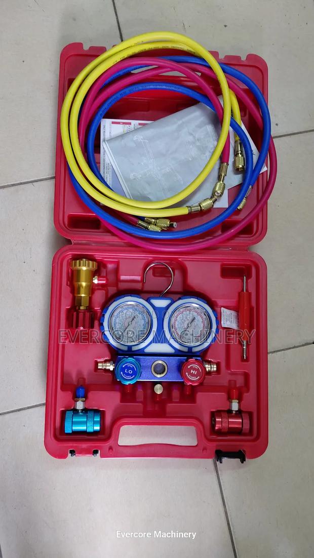 Heavy Duty Analogue Ac Manifold Gauge Tool Complete Set.
