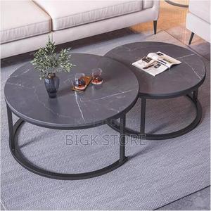 Comfy Pure Marble Top Nesting Coffee Tables With Strong Stand - thumbnail 2