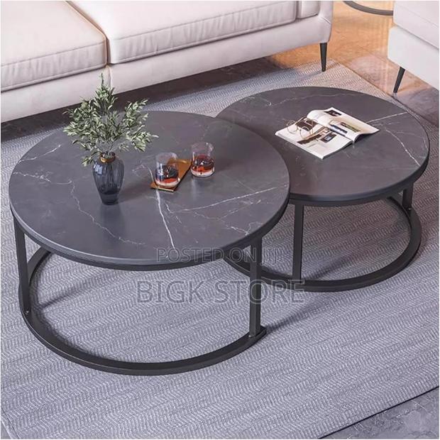 Comfy Pure Marble Top Nesting Coffee Tables With Strong Stand - main view