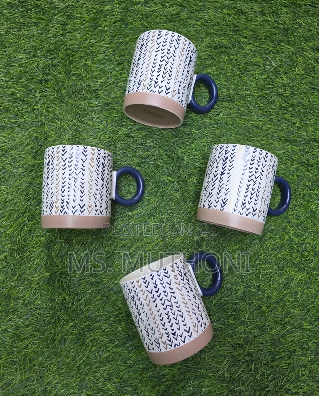 Saida 6 PCS Nordic Hand Printed Porcelain Ceramic Mugs 