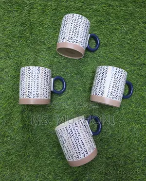 Saida 6 PCS Nordic Hand Printed Porcelain Ceramic Mugs 
