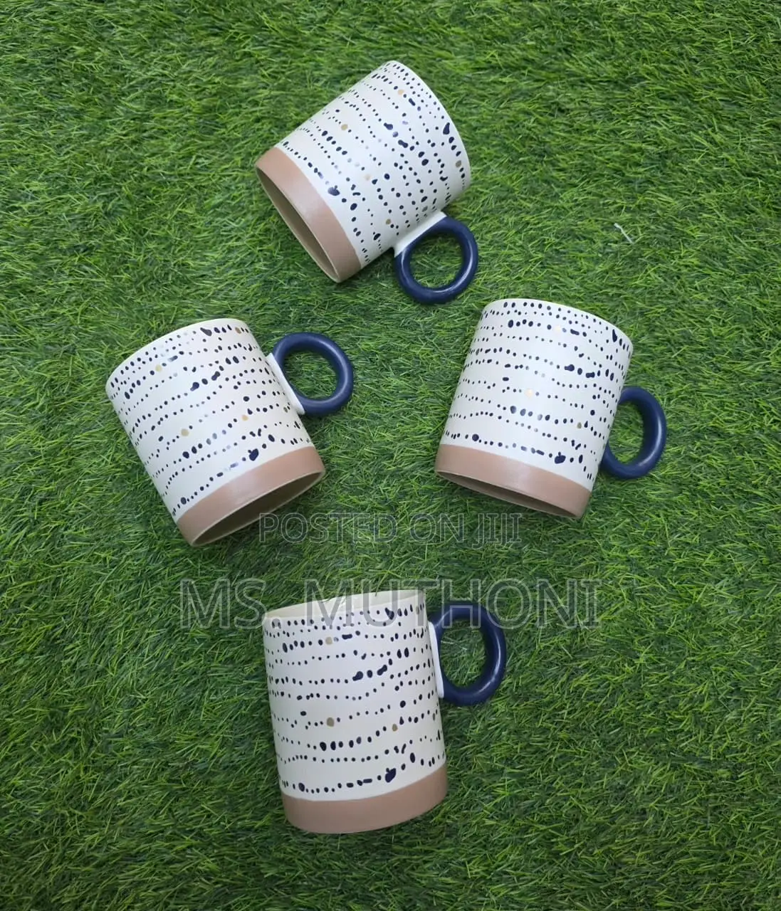 Saida 6 PCS Nordic Hand Printed Porcelain Ceramic Mugs 