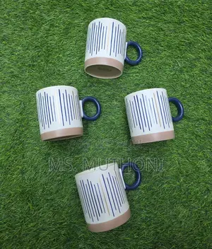 Saida 6 PCS Nordic Hand Printed Porcelain Ceramic Mugs 