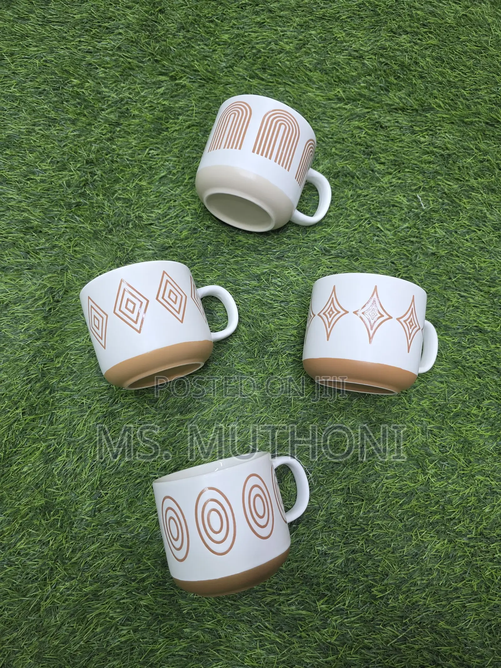 450 Ml 6 PCS Hand Printed Porcelain Ceramic Mugs 