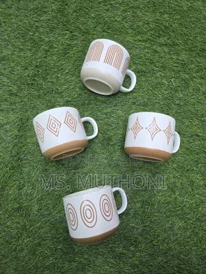 450 Ml 6 PCS Hand Printed Porcelain Ceramic Mugs 
