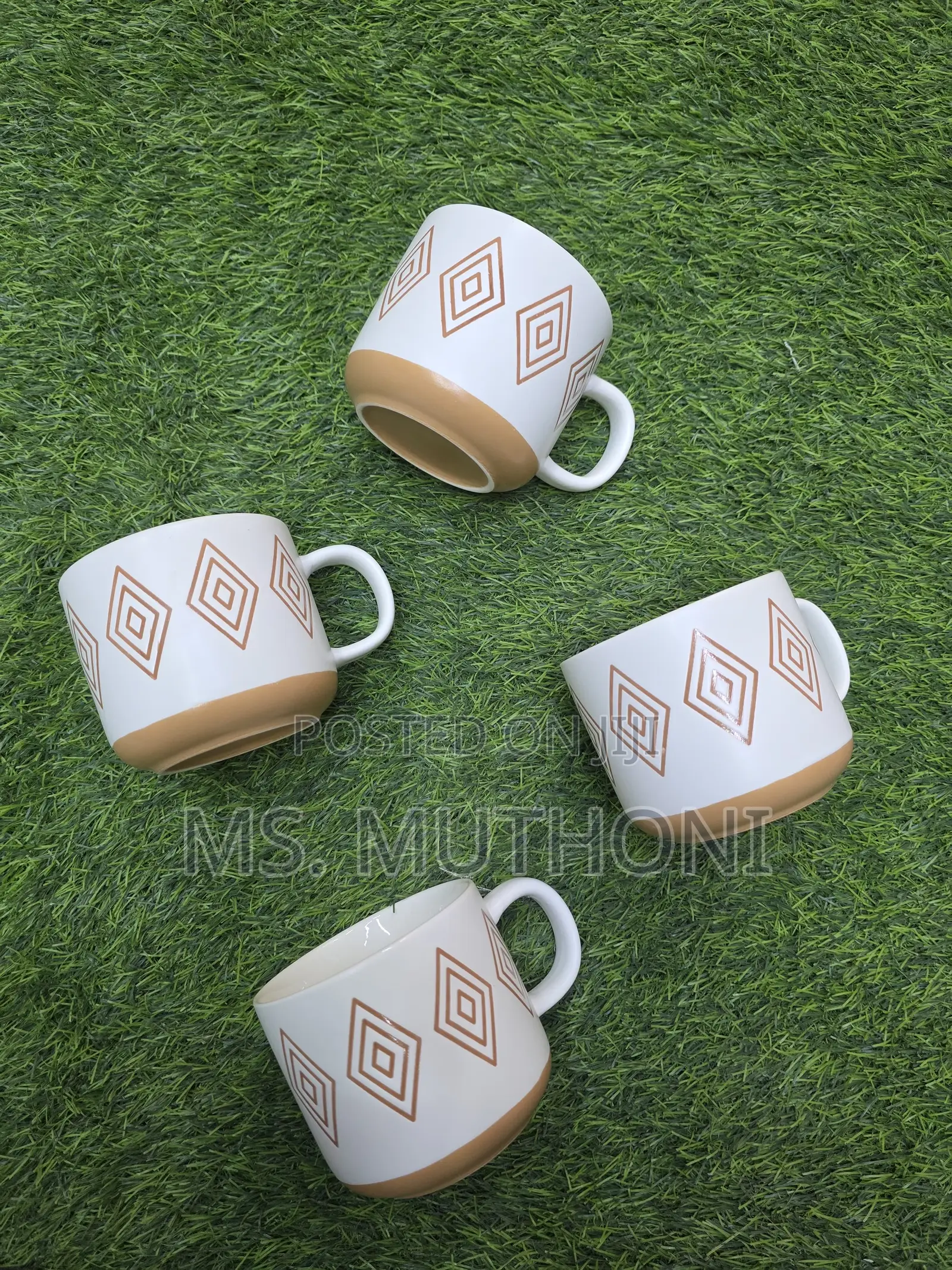 450 Ml 6 PCS Hand Printed Porcelain Ceramic Mugs 