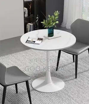 Home Table; Elegant Round Coffee/Dining Table – White Sintered Stone