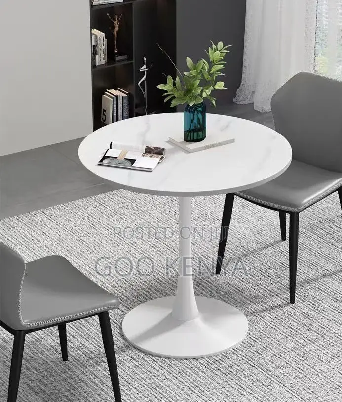 Home Table; Elegant Round Coffee/Dining Table – White Sintered Stone