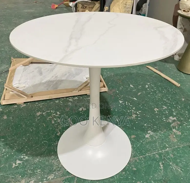 Home Table; Elegant Round Coffee/Dining Table – White Sintered Stone