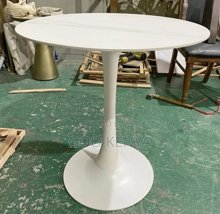 Home Table; Elegant Round Coffee/Dining Table – White Sintered Stone