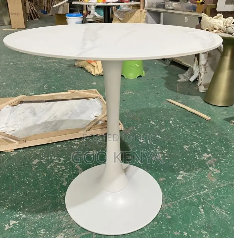 Home Table; Elegant Round Coffee/Dining Table – White Sintered Stone