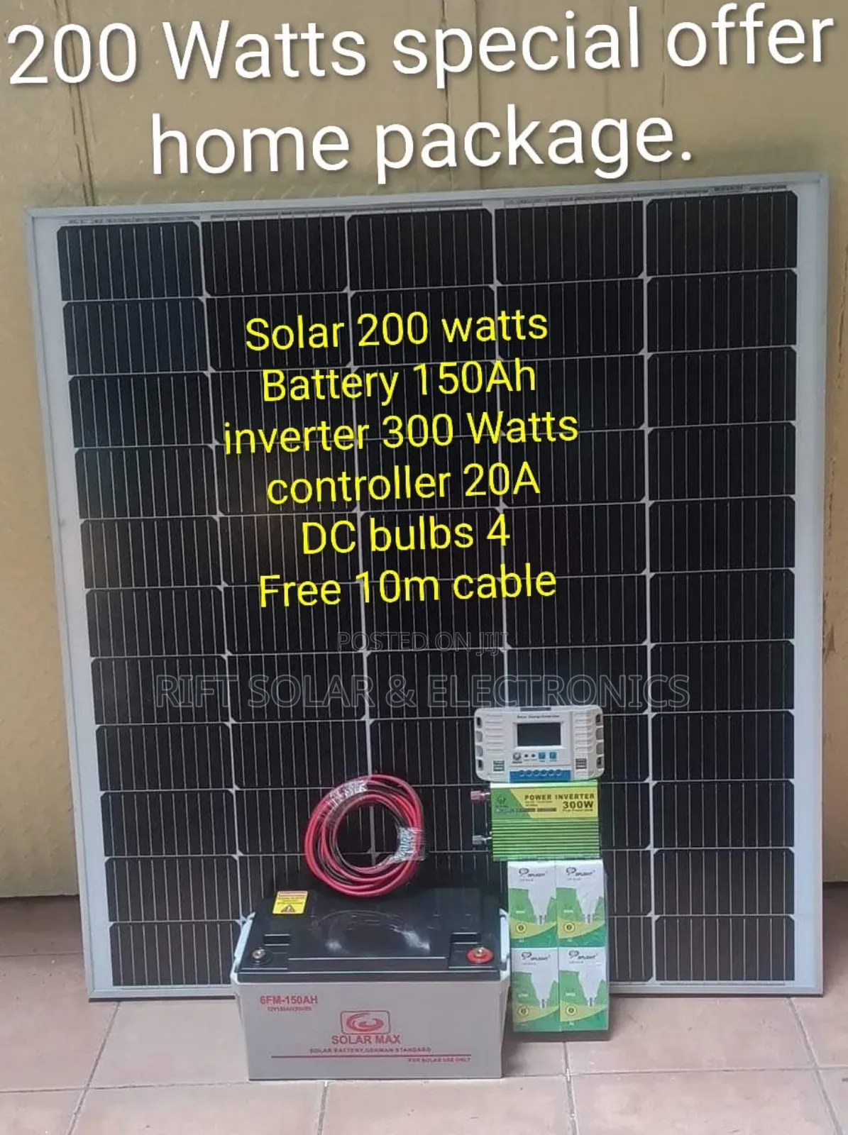 Simple 200w Full Kit - 150ah Battery - 300w Inverter Package