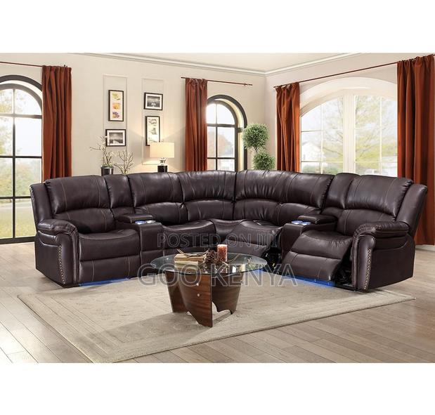 Home Sofa; Living Room Synthetic Leather Recliner Couch for 6 People