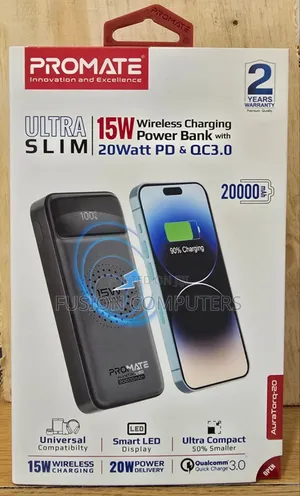Promate Auratank-20 10w Qi Fast Wireless Power Bank, 20000mah