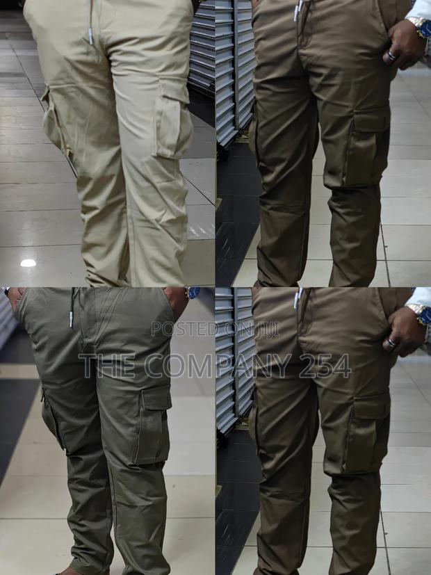 Quality Casual Design Double Pocket Plain Cargo Pants Available - thumbnail 3
