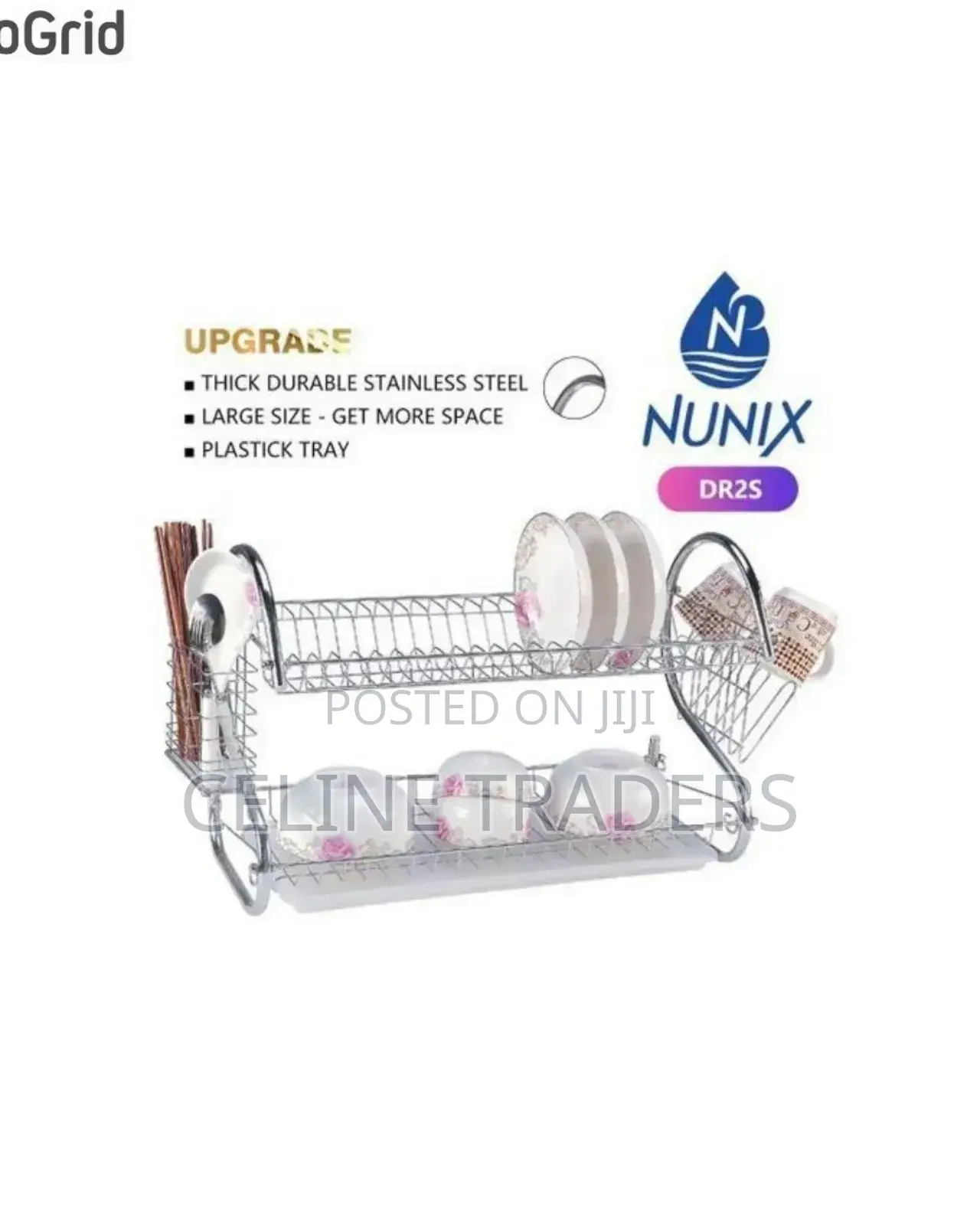 Nunix 2 Tier Kitchen Stainless Utensils Storage/Dish Rack
