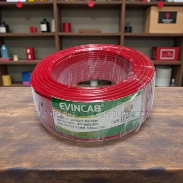 Elvin 2.5mm 90m Red Flame Resistant PVC Electrical Wiring Cable