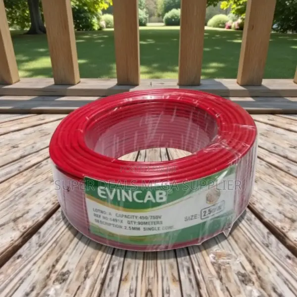 Elvin 2.5mm 90m Red Copper Conductor PVC Solid Core Wiring Cable