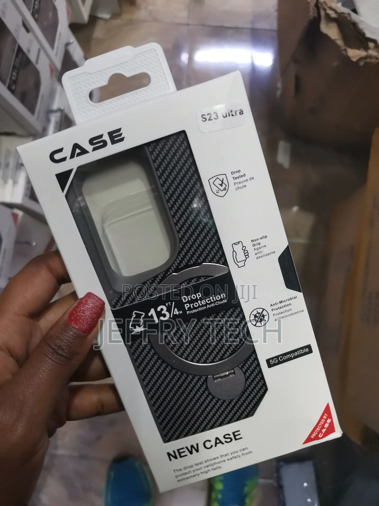 Nisea Carbon Fiber Case With Stand Ring Magsafe for Galaxy S23 Ultra