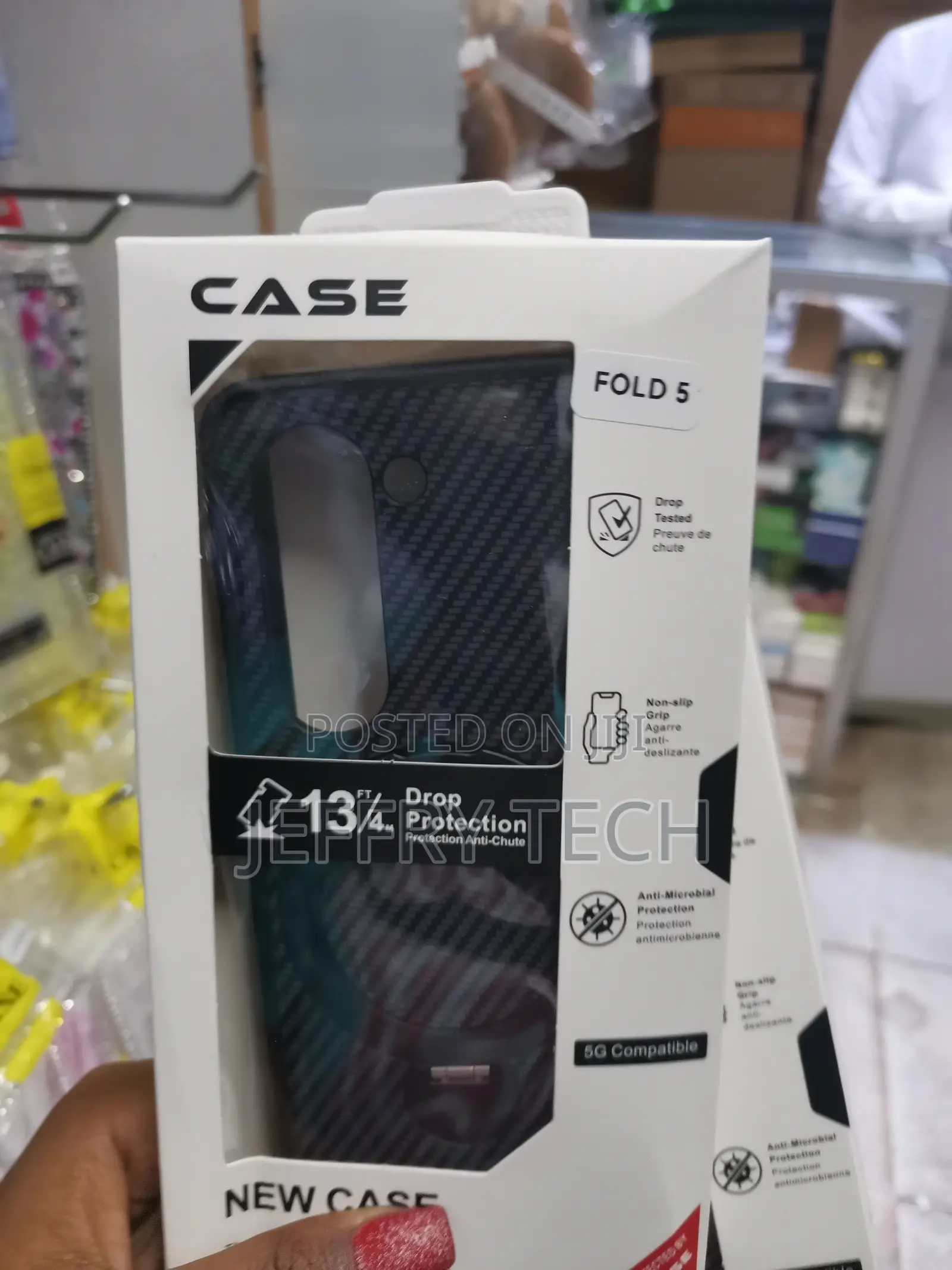 Lhnunp Samsung Galaxy Z Fold 5 Carbon Fiber Case With Magsafe Stand