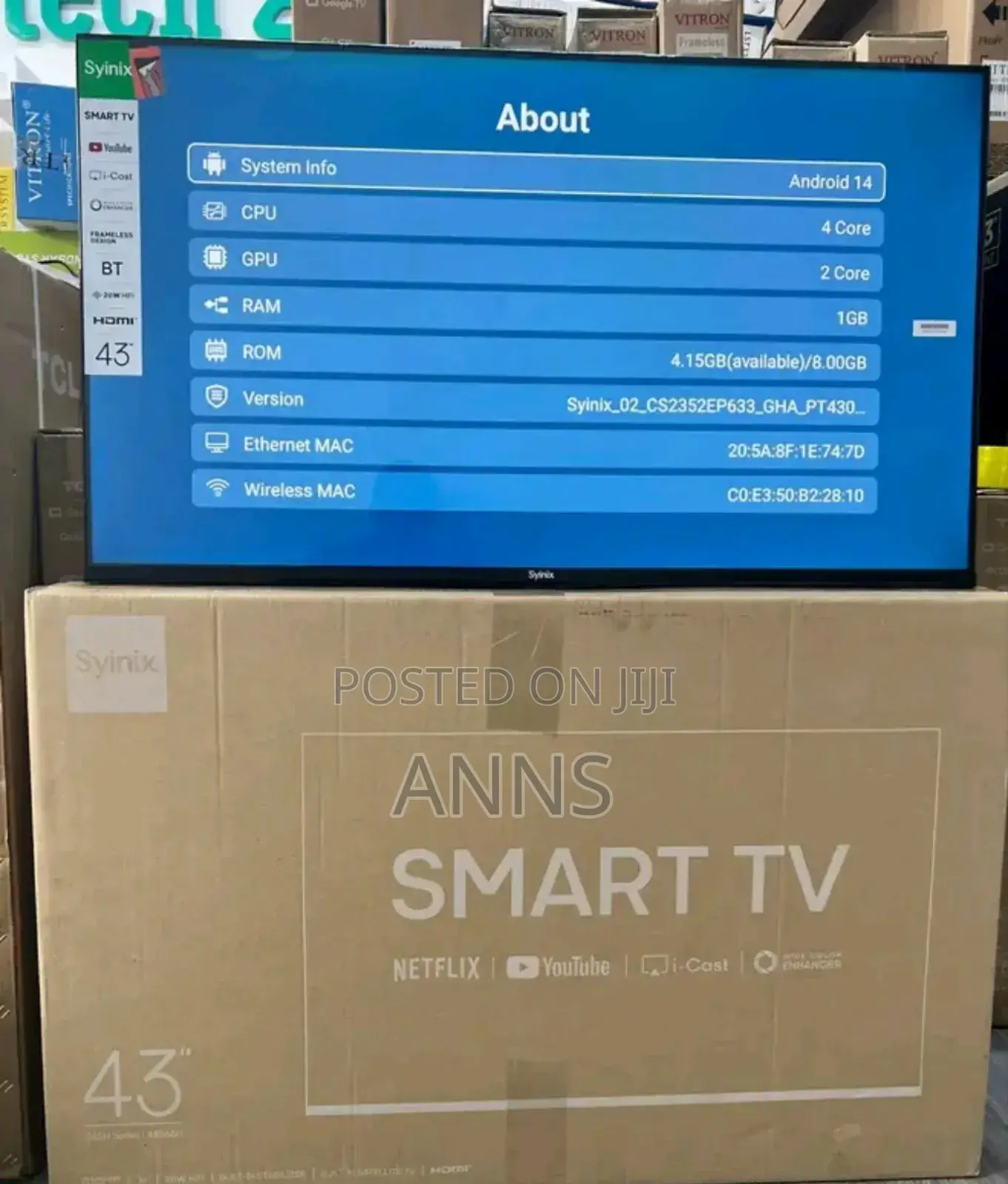 Bluetooth Enabled Syinix 43 Inch Smart Tv
