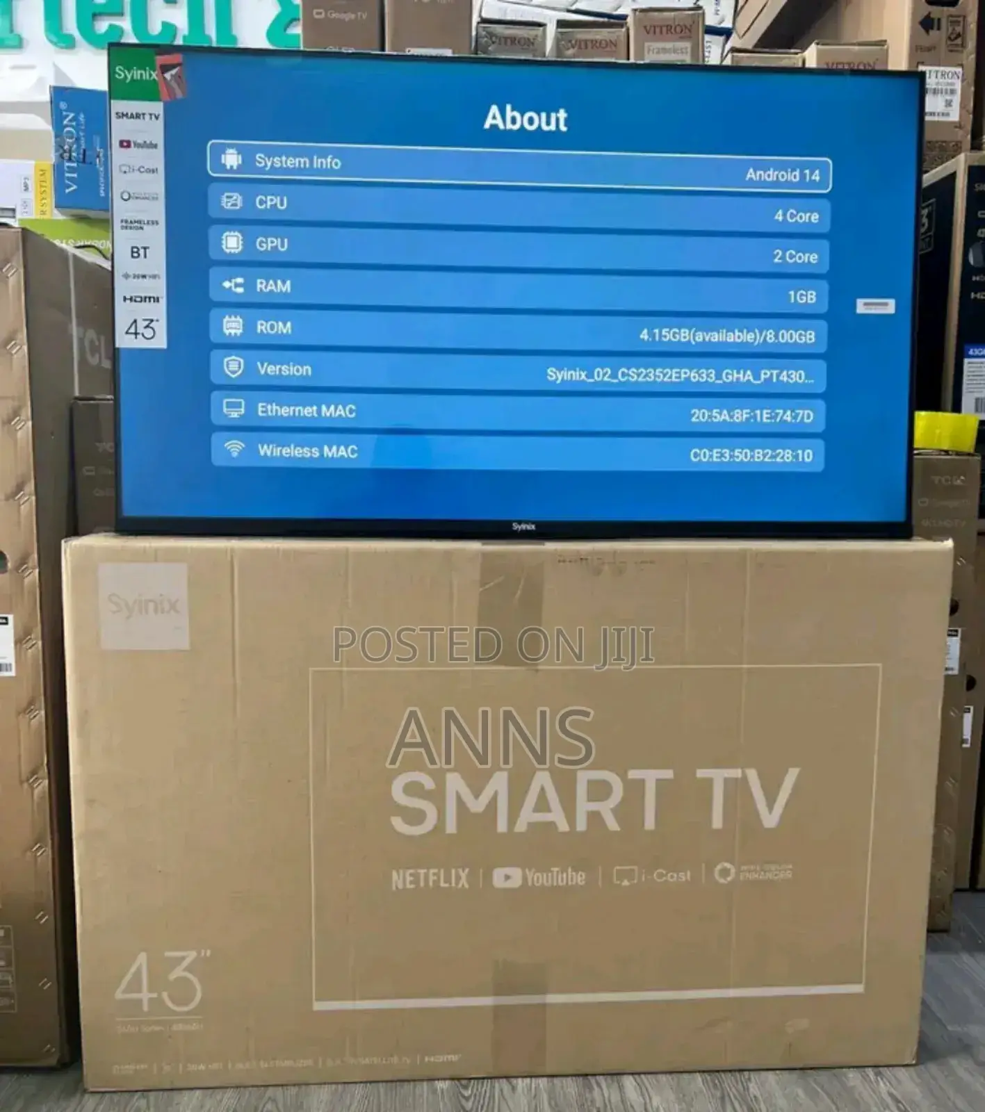 Bluetooth Enabled Syinix 43 Inch Smart Tv