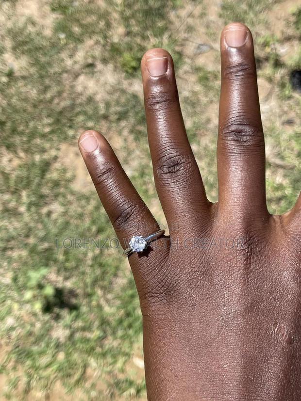 Couple Silver Diamond Ring Marriage/Engagement Set - thumbnail 4