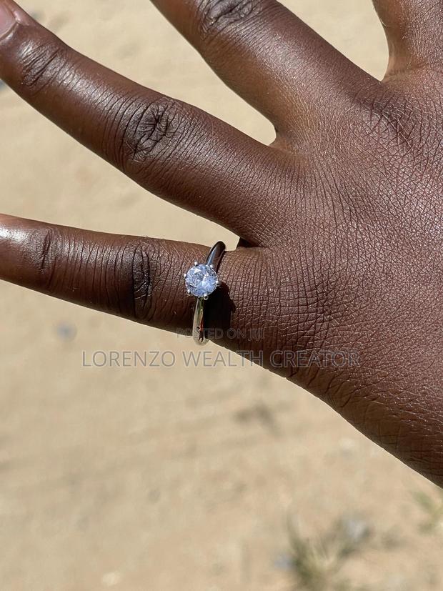 Couple Silver Diamond Ring Marriage/Engagement Set - thumbnail 5