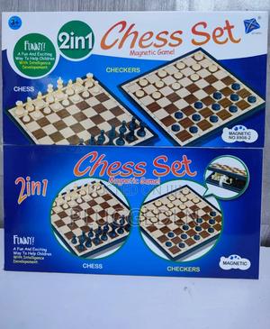 2-in-1 Magnetic Chess and Checkers Board Game Set. - main view