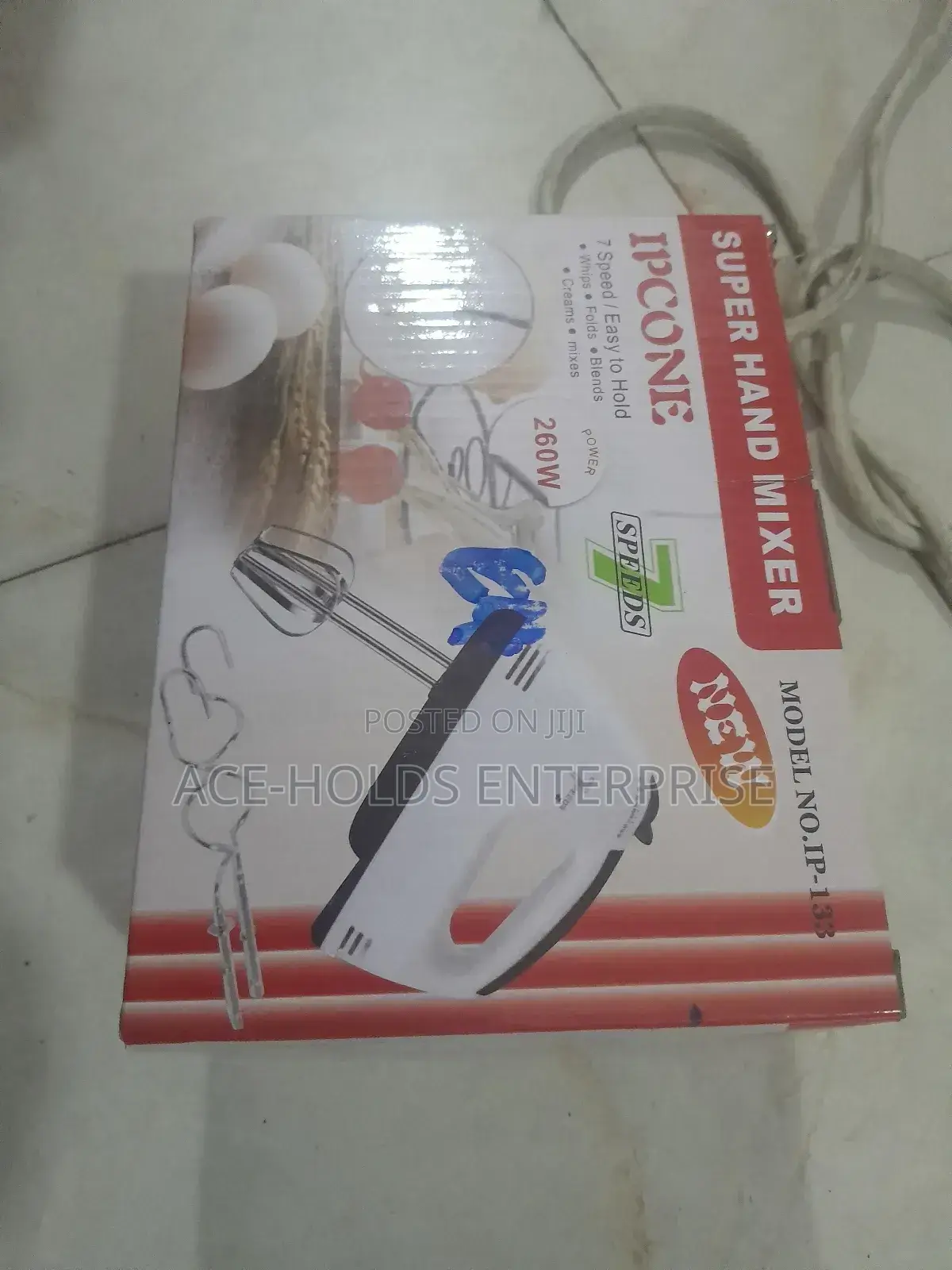 7 Speeds Ipcone Hand Mixer - 260w, Blends, Whips, and Folds