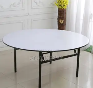 Home Table; White Wood Metal Frame Hotel Banquet Round Folding Table