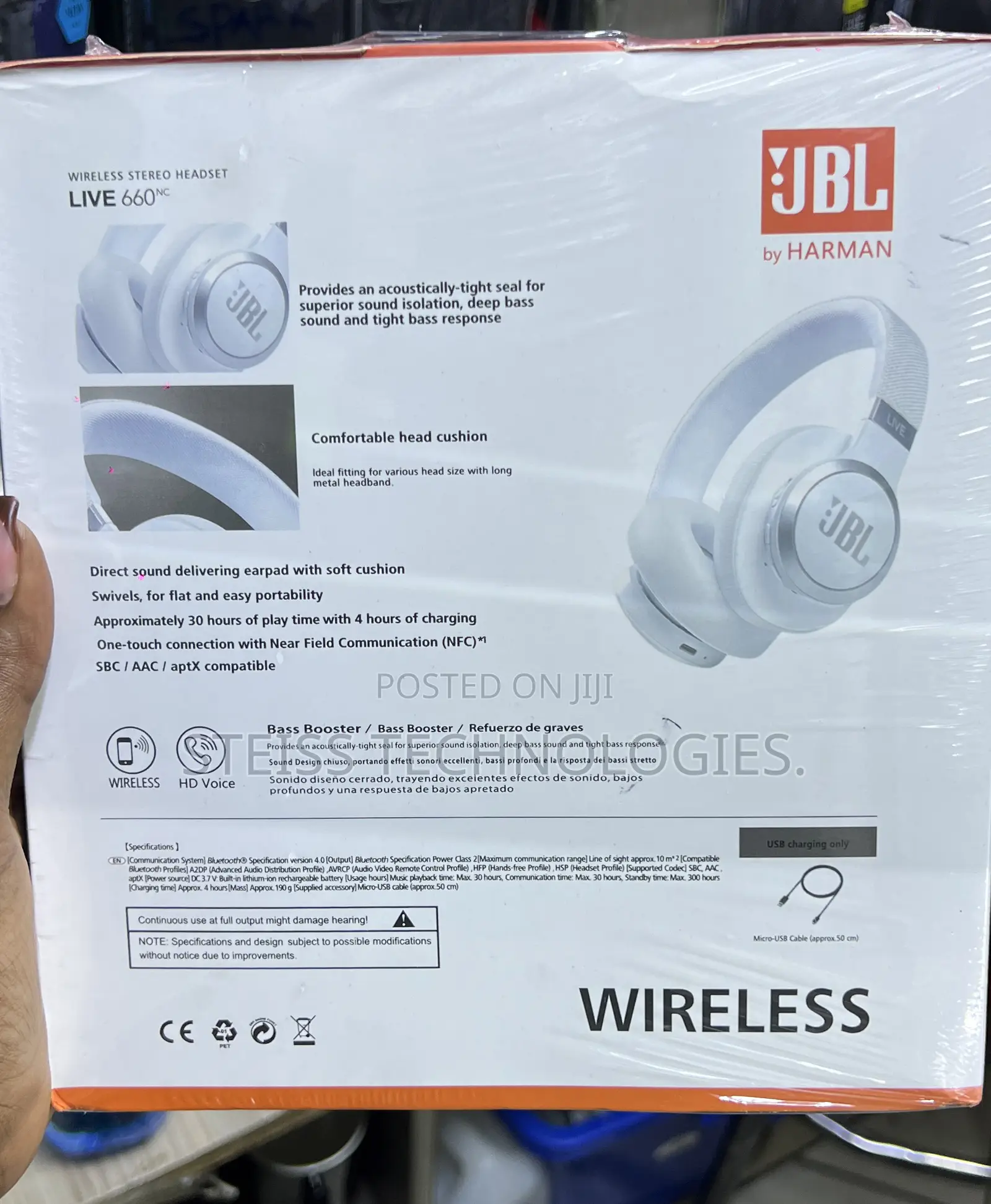 White JBL Live 660 Wireless Headphones