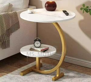 Nordic Luxury Double Layer Side Table With a White Marble-Look Top - thumbnail 2