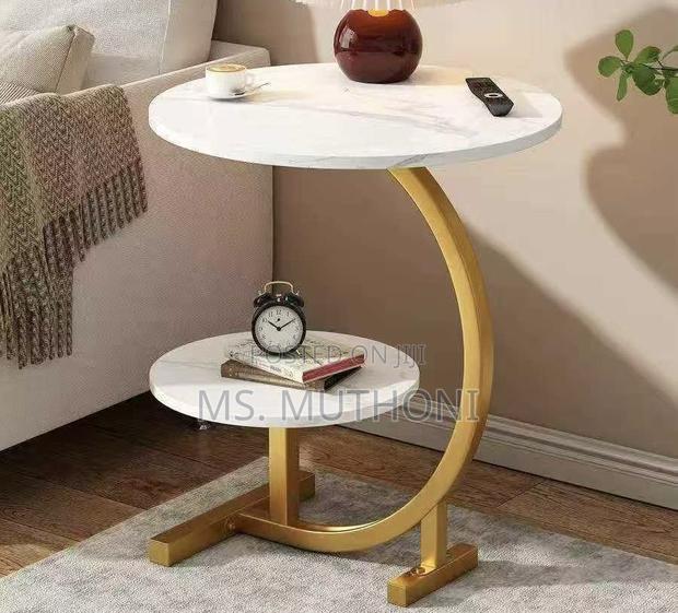 Nordic Luxury Double Layer Side Table With a White Marble-Look Top - main view