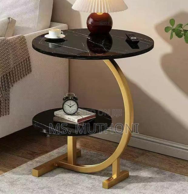 Nordic Luxury Double Layer Side Table With a White Marble-Look Top - thumbnail 3