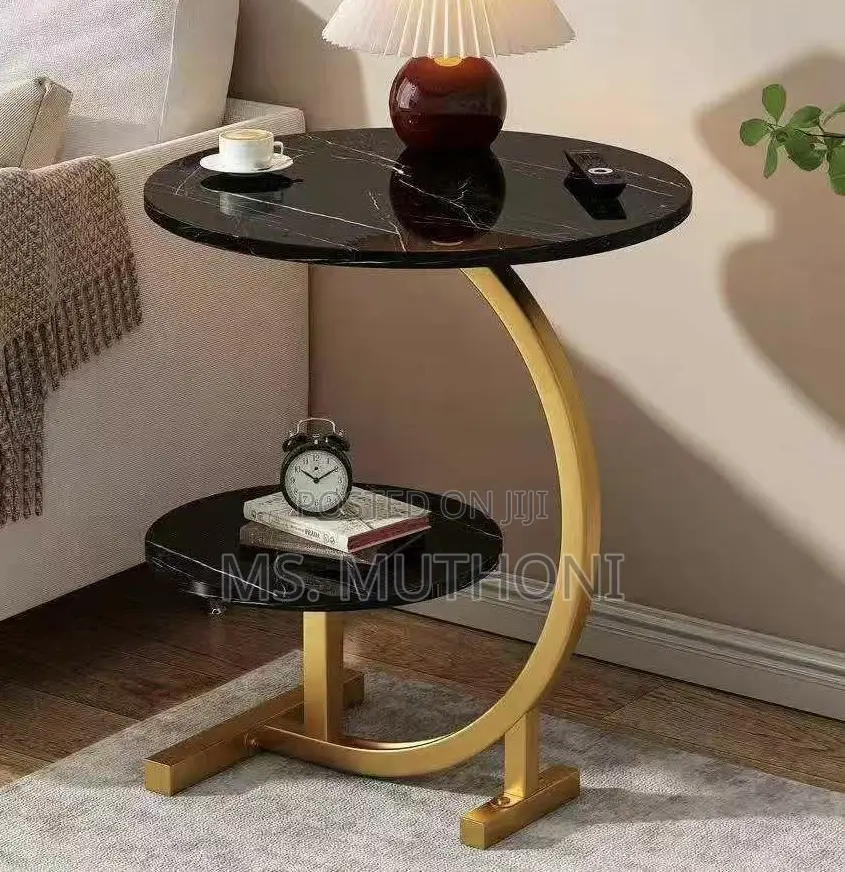 Nordic Luxury Double Layer Side Table With a White Marble-Look Top