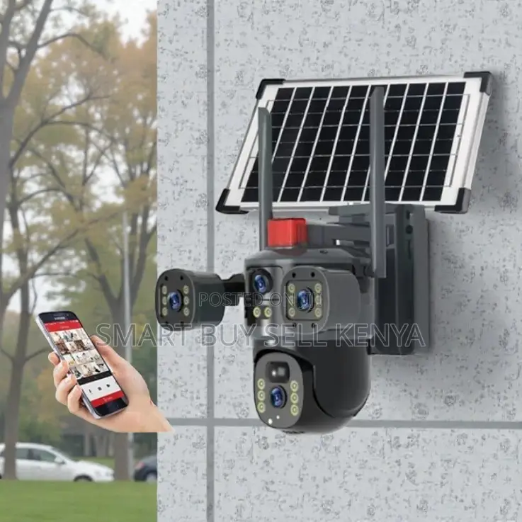 Flashing Alarm Lights Multiple Lens 4g PTZ Rotating Solar Camera
