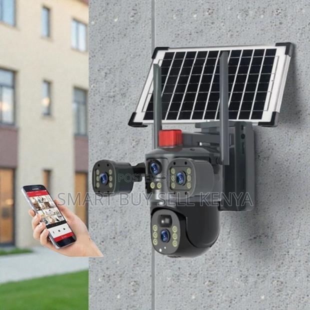 Full Color Night Vision Multiple Lens Outdoor 4g PTZ Solar Camera