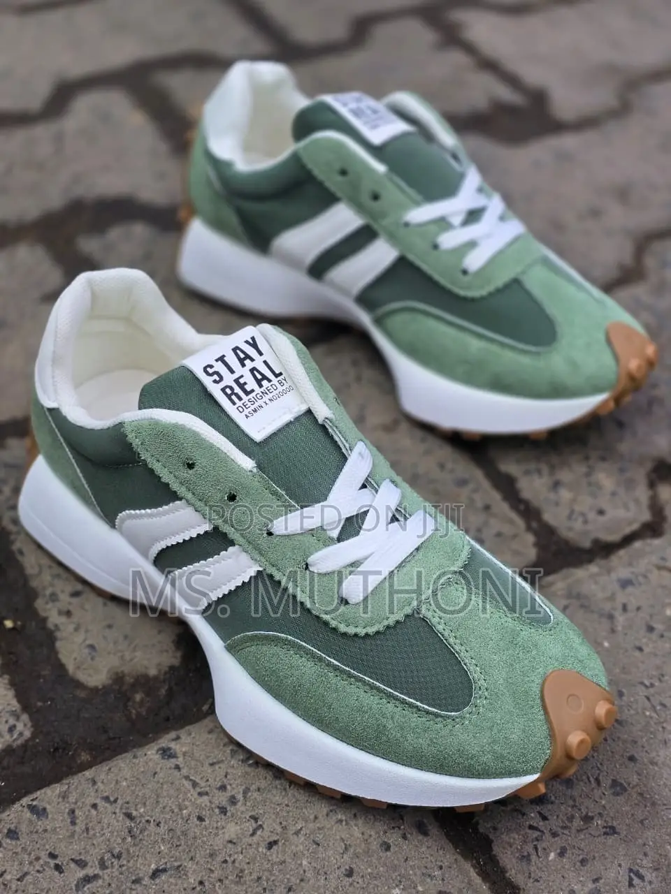 White "Stay Real" Sneakers Designed by Asmin X No20000 Size