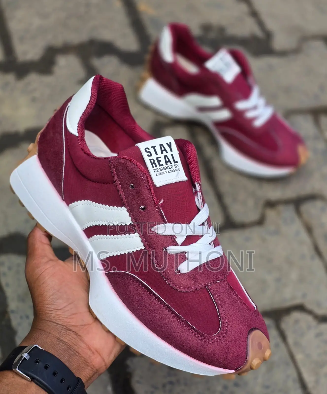White "Stay Real" Sneakers Designed by Asmin X No20000 Size