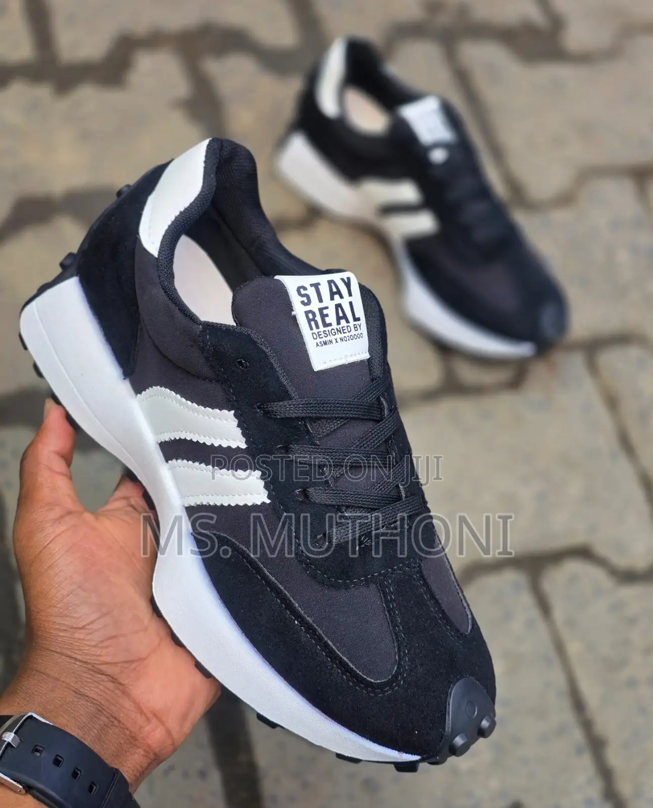 White "Stay Real" Sneakers Designed by Asmin X No20000 Size